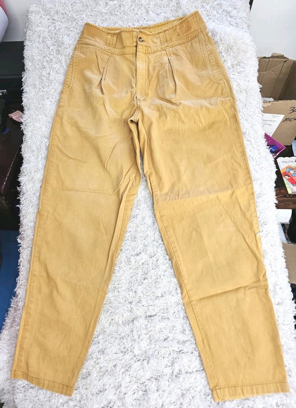 VTG Jordache Standard Equipment Pleated Pants Khaki Twill Chino Tapered 30x32